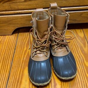 L.L. Bean Tan and Black Duck Boots
